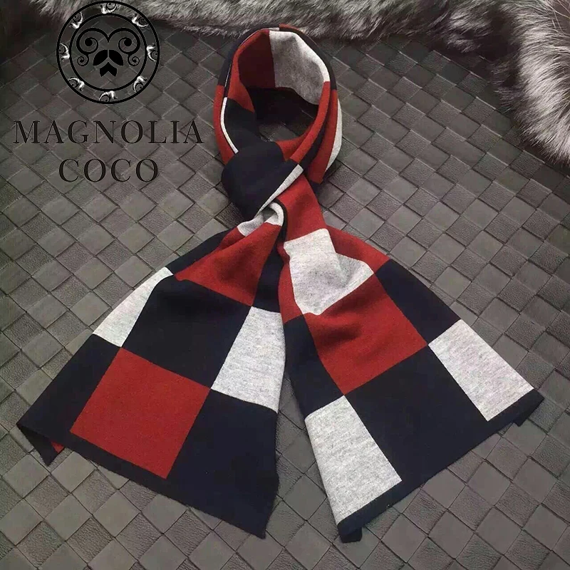 MAGNOLIA Brand Winter Europe Style Men's Scarves Brand 95 Wool Scarves