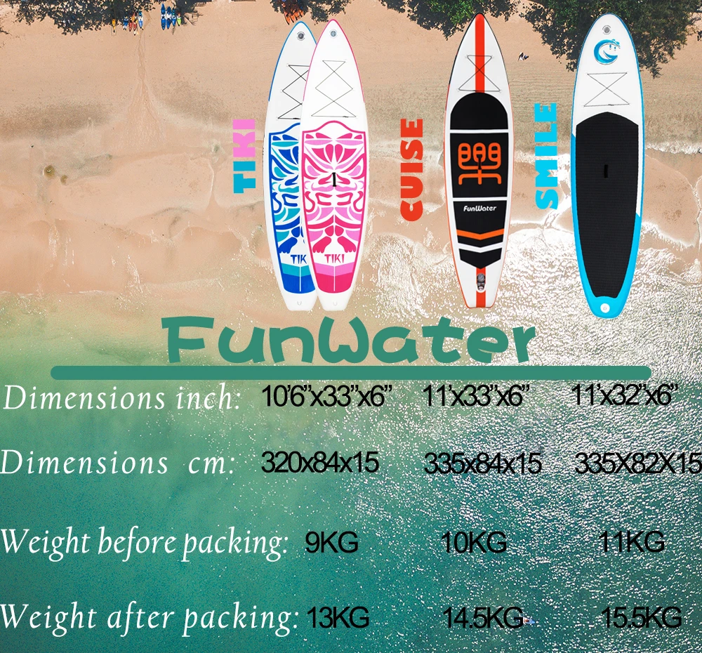 FunWater 305*74*10 см Надувное весло-весла для серфинга baord sup Paddle