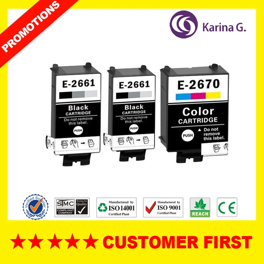 3 шт. совместимый чернильный картридж для T2661 T2670 EPSON WorkForce WF-100W европейского рынка