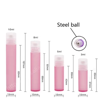 

200pcs/lot 3ml 5ml 8ml 10ml color ball bottle plastic bottle with steel roller ball Plastic perfume bottle ball bearing bottle