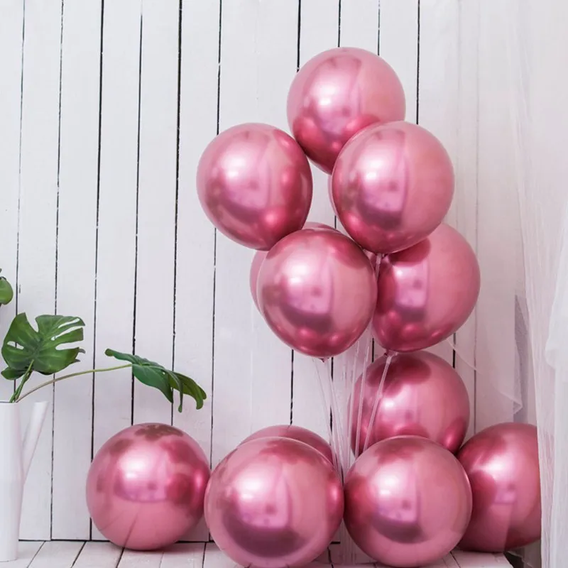 10 шт. 12 дюймов хромированные шары из латекса цвета металлик хромированные латексные воздушные шары для свадьбы вечеринки декор для дня рождения украшения Globos - Цвет: Rose Pink