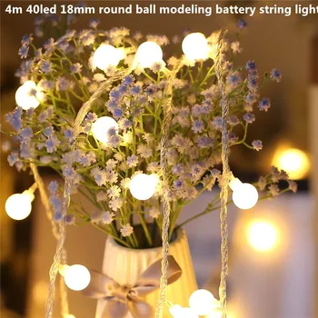 

4m 40led 18mm round ball 3AA battery led string lights Operated holiday decoration lamp Festival Christmas outdoor lighting