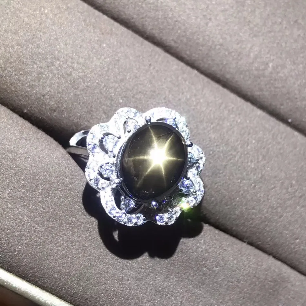 Кольцо из натурального Sapphire Star сертификат подлинности 925 серебра размер на заказ