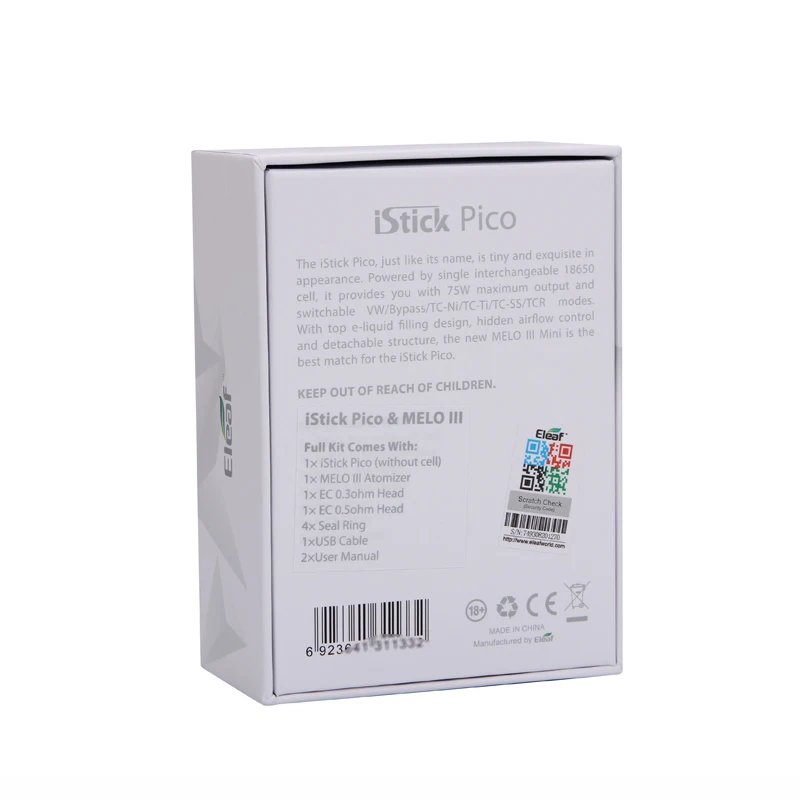 100% оригинал Eleaf iStick Pico 75 Вт 4 мл/2 мл с баком Melo 3 mini и melo обновляемая прошивка