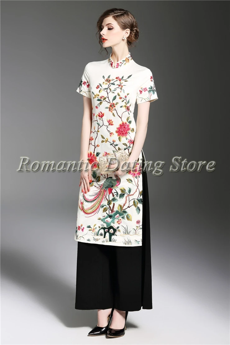 Низкая Luv Весенняя Новинка Высокое качество китайское традиционное платье Леди Cheongsam тонкий вышивка мода платье Qipao Женская одежда