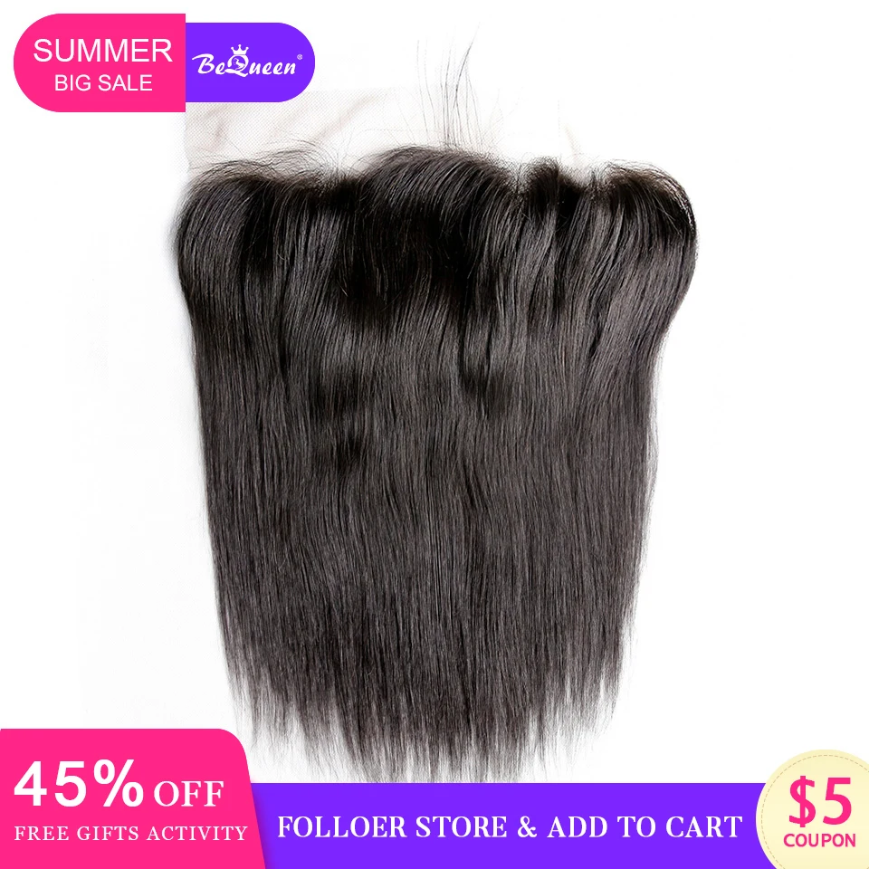 

Bequeen 13*6 Lace Frontal With Baby Hair Transparent Lace Frontal Raw Virgin Peruvian Straight Hair Weave Swiss Lace Frontal