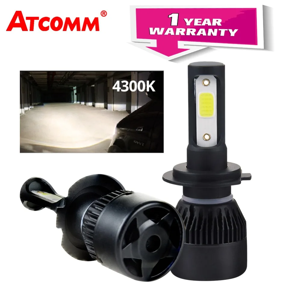 

ATcomm 2Pcs Turbo Ice H7 H4 LED 4300K Mini Car Bulb H1 9005/HB3 9006/HB4 12V 24V 8000Lm COB LED H11/H8/H9 72W LED Car Lamp