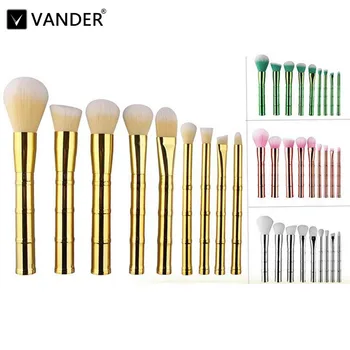 

Vander 4 Colors 9pcs/SET Bamboo Shaped Makeup Brushes Set Foundation Powder Face Eye Blush Blending Metal Cosmetic Make Up Tools