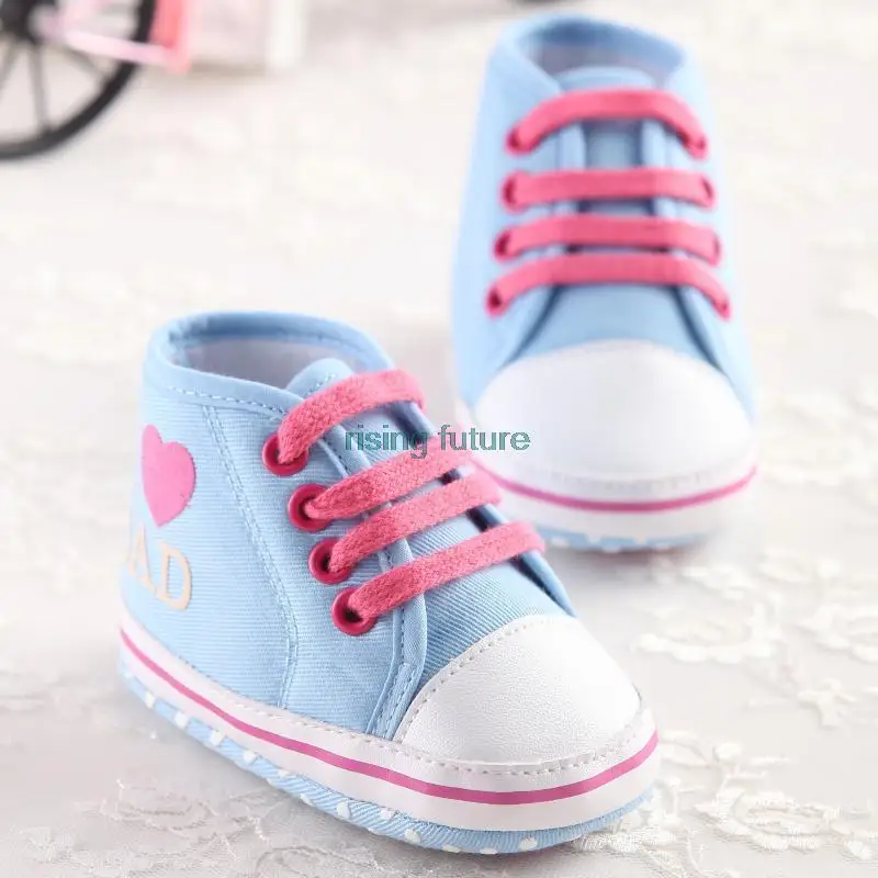 S1055/S1056 New Arrival Blue Pink Love Heart Baby Kids Shoes Cute Lace