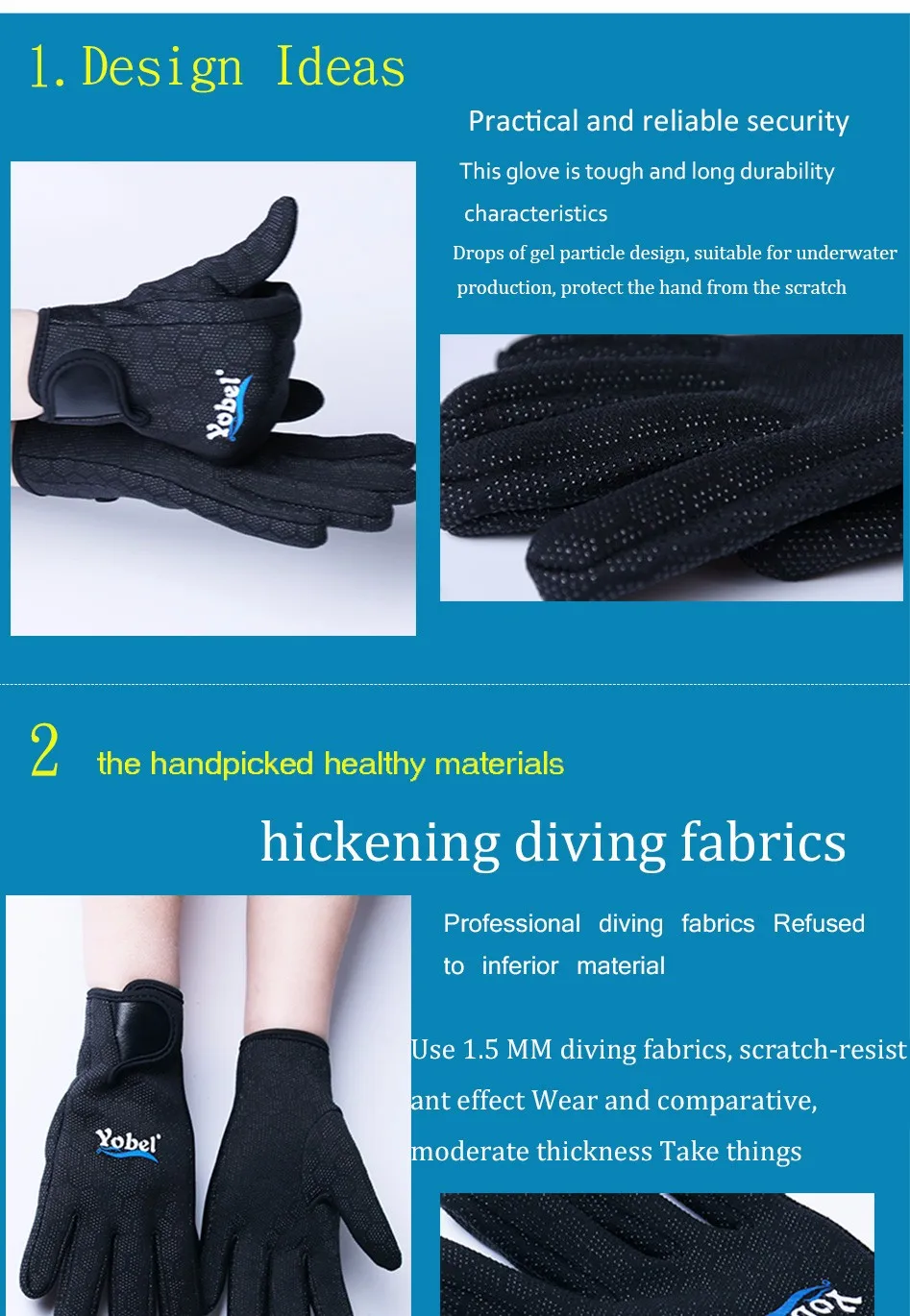 Бесплатная доставка Yobel 1,5 мм неопрена тепло Плавание Дайвинг перчатки подводное плавание водные виды спорта Утепленная одежда Divingequipment