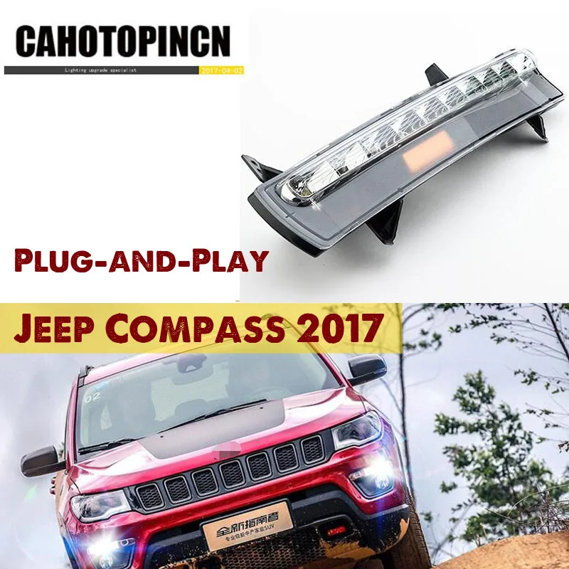 

For Jeep Compass 2017 2018 yellow turn Signal Relay 12V LED car-styling DRL daytime running light fog lamp