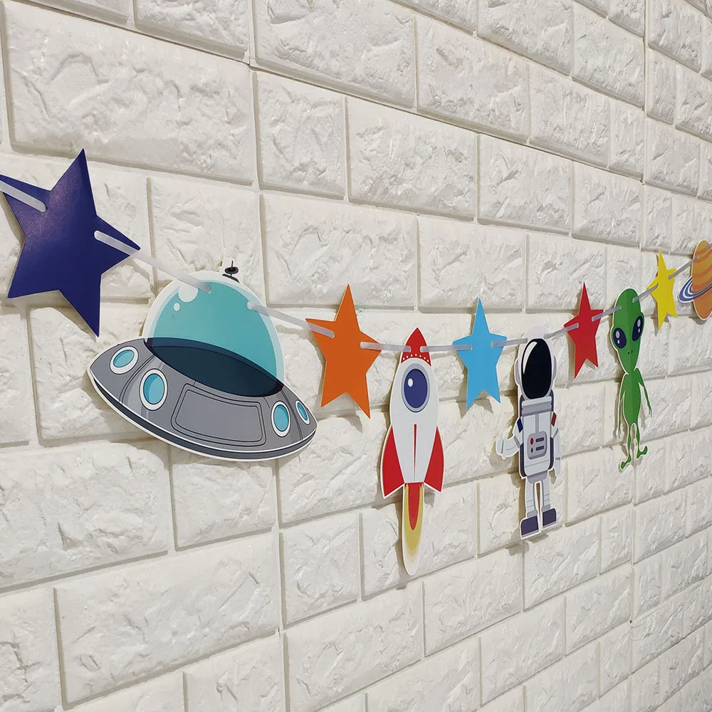 Rocket планета астронавт фон для фотосъемки гирлянда баннер гирлянда "С Днем Рождения вечерние поставки Baby Shower украшения