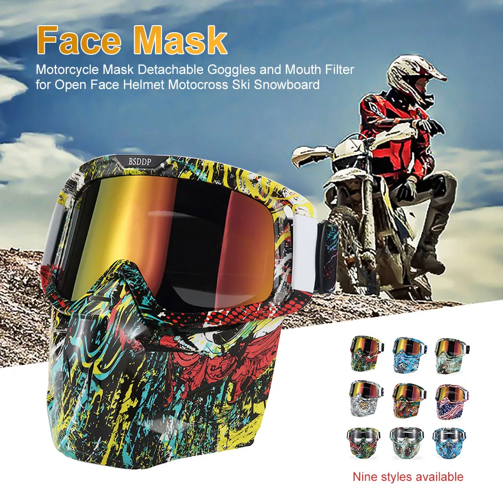 Bike Motorcycle Face Mask Goggles Motocross Motorbike Motor Open Face