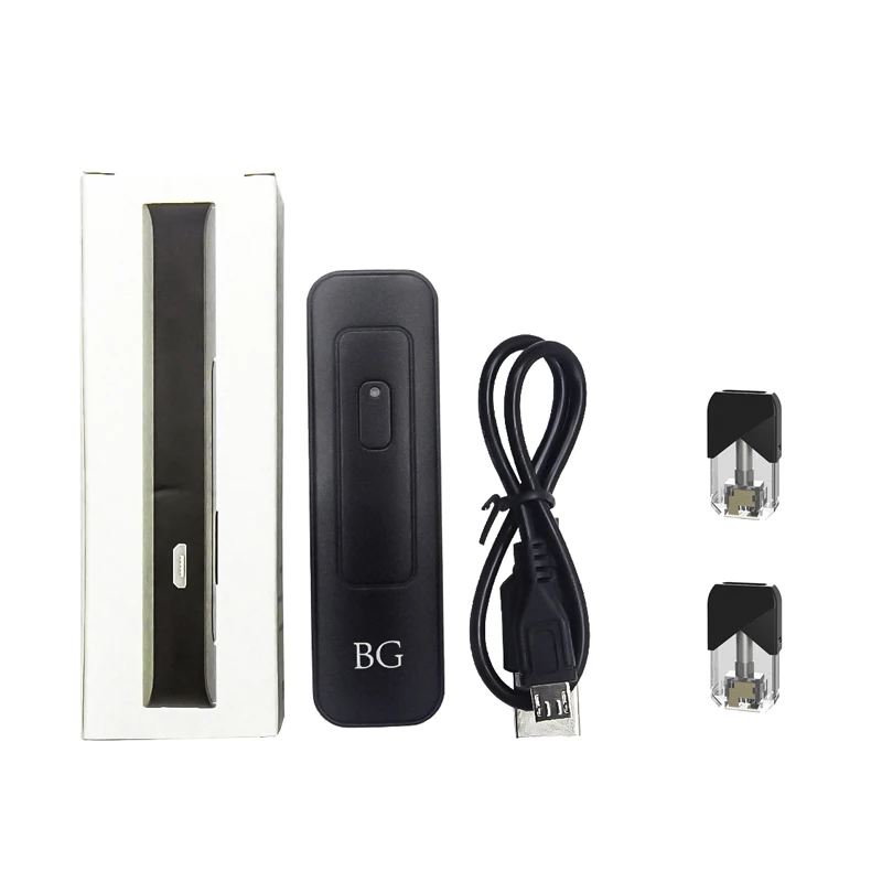 Стартовый комплект nijel BG с зарядным устройством USB, все в одном Vape, 650 мАч, батарея для электронных сигарет, испаритель, подходит для JUUL Pod картриджа - Цвет: Black with 2 pods