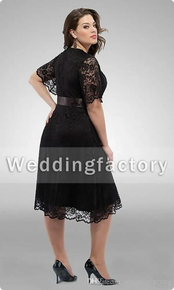 black lace a line dress