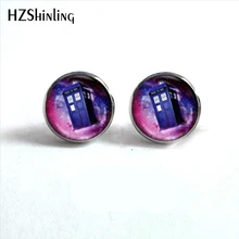 NES-00103 серьги-гвоздики "Доктор Кто", серьги-гвоздики "Доктор Кто Тардис", ювелирные изделия, стеклянные купольные серьги для мужчин и женщин, HZ4