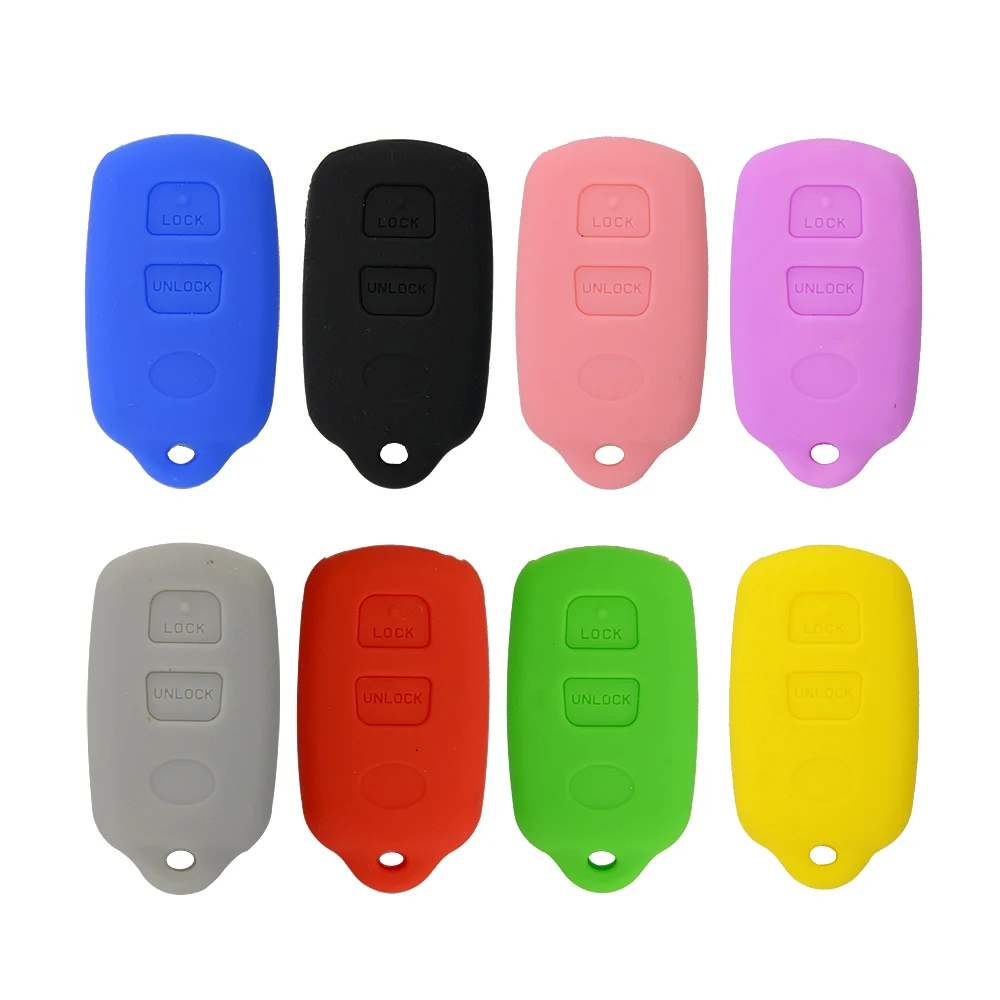 

Colorful 2+1 buttons Soft Skin Rubber Smart Card Car Key Cover Case For Toyota Camry Solara Avalon RAV4 Prius Celica Protector