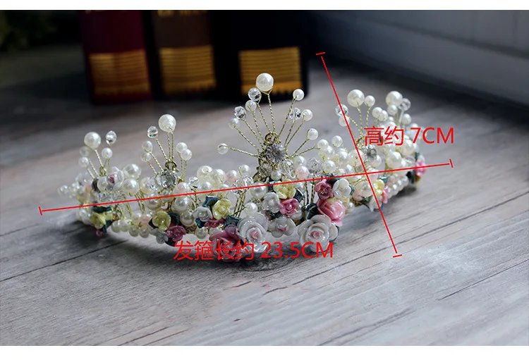 Головной убор невесты керамическая корона с жемчугом головной убор невесты цветок свадебное украшение для волос