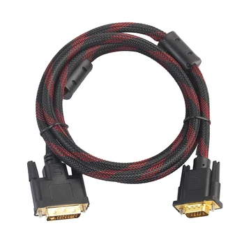 

1.5 m DVI Male to VGA Male DVI-I Cable 24 + 5 VGA Turn Connector Cable to DVI-I to VGA Video for HDTV DVD Notebook Black + Red
