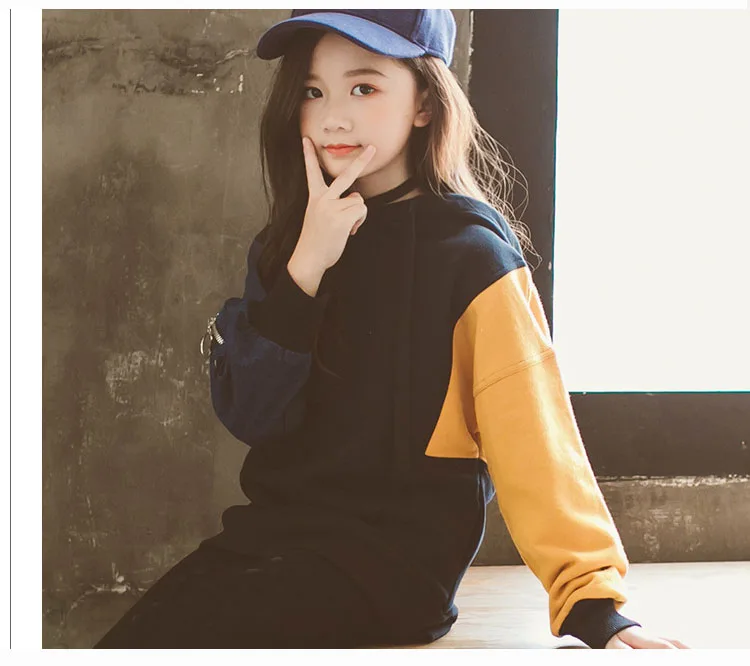 fashion red yellow long sleeve patchwork jackets for kids autumn hooded cotton coats baby big girls outerwear tops clothing  (12)
