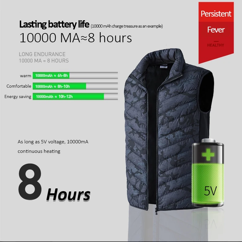  3 Colors Men Electric Heating Vest Camouflage Winter Thermal Warm Heated Camouflage Jacket Fishing 
