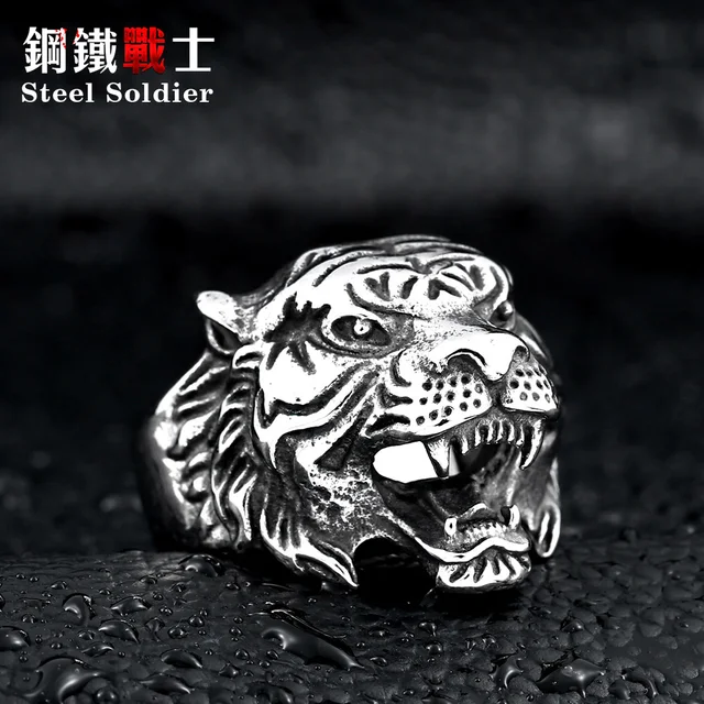 steel soldier punk personality tiger ring for men stainless steel good detail an steel soldier punk personality tiger ring for men stainless steel good detail an