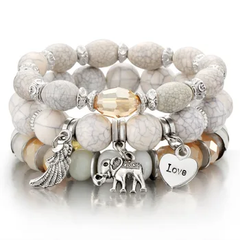 

ZOSHI 3-4pcs/set Fashion Boho Bracelets & Bangles Women Stone Beaded Bracelet Set With Colorful Gem Long Wrap Bracelet for Women