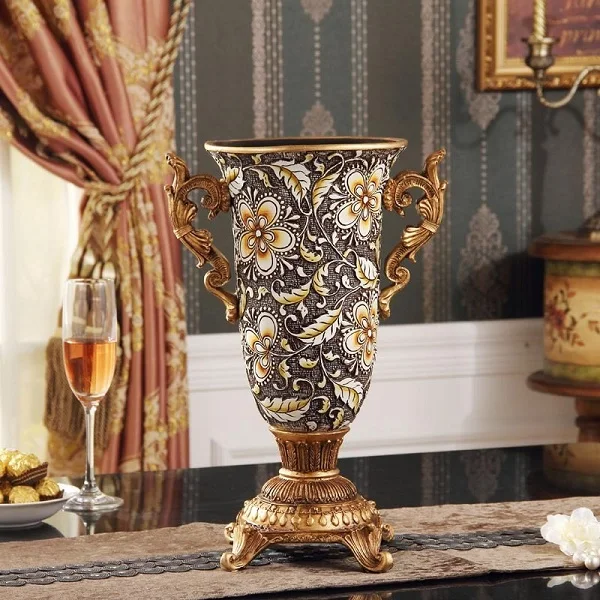 Декоративная ваза, новая скульптура из смолы, античная ваза для гостиной, роскошные классические украшения - Цвет: B