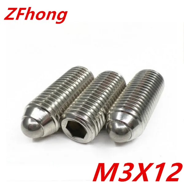 20pcs M3*12 Stainless Steel Hex Socket Spring Ball Plunger Set Screws