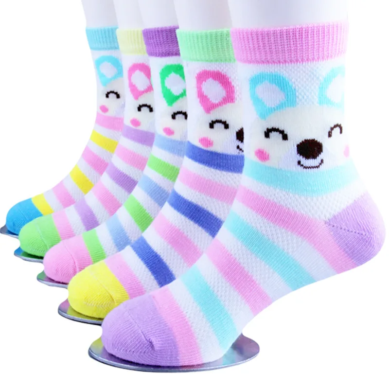 5 пар/лот, детские носки для детей 1-12 лет, весенне-летние модели, хлопковые носки с сеткой, тонкие хлопковые носки с рисунками для малышей - Цвет: 3