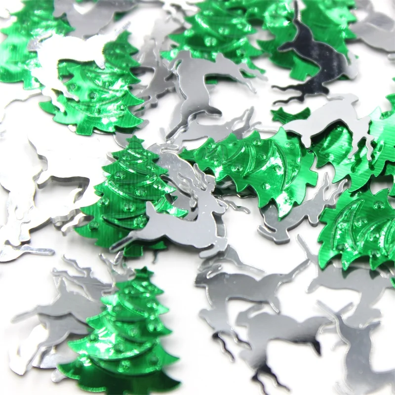 Kscплот зеленая Рождественская елка и серебро Рождество в форме оленя блёстки ПВХ плоские для DIY Изготовление карточек цветная коллекция