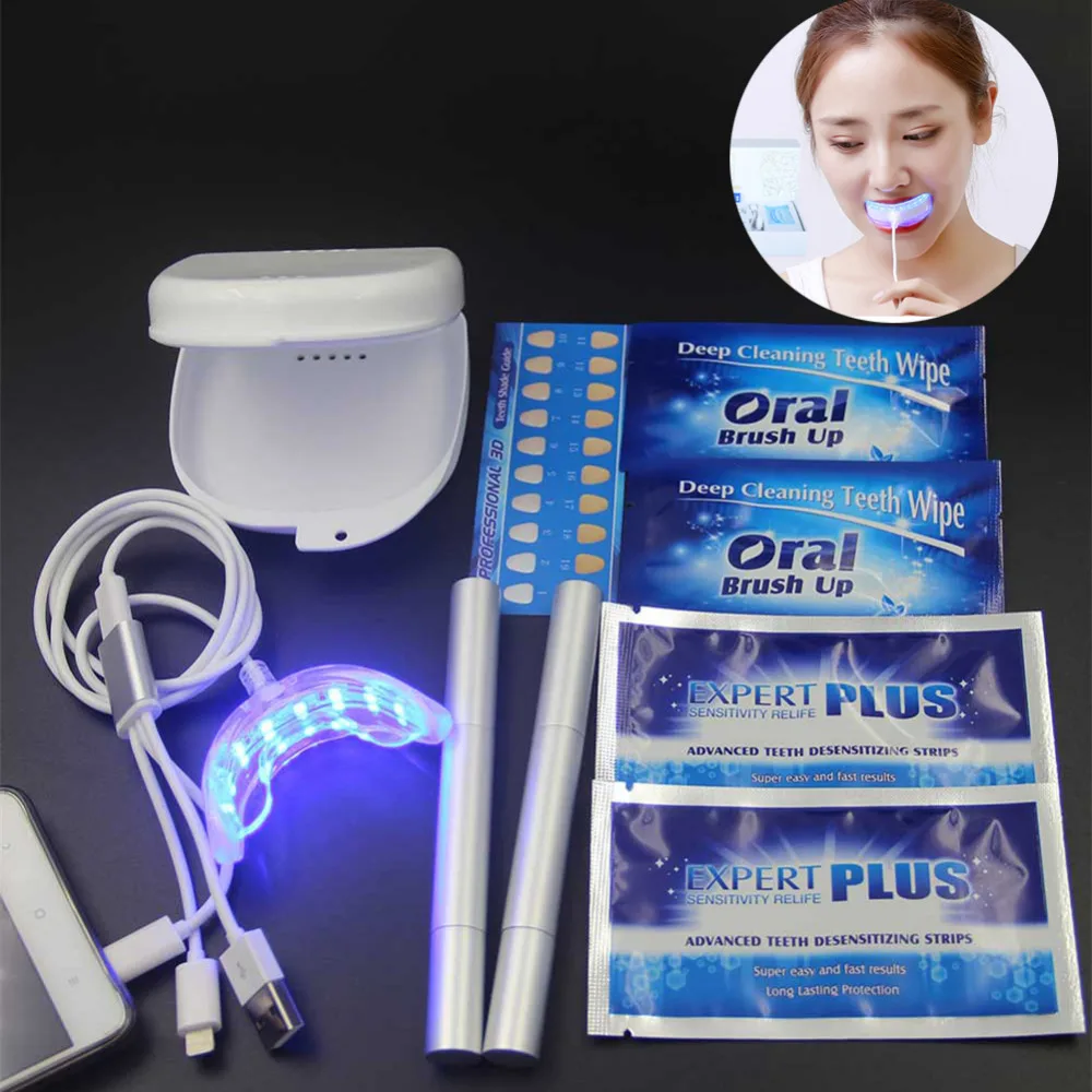 Cold Light Teeth Whitening Kit anti allergic tooth strips Erasable Pen