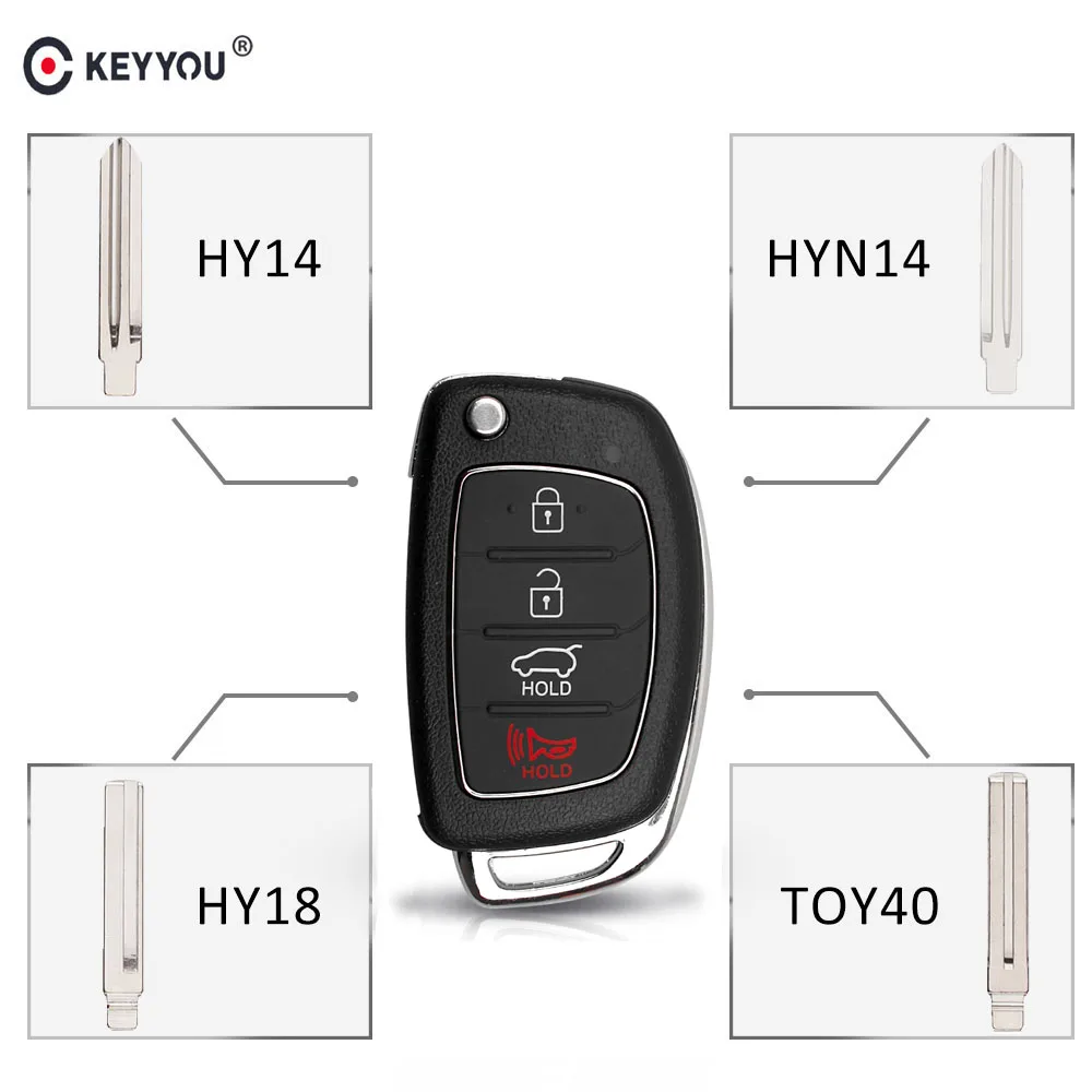 Чехол брелок KEYYOU для автомобильного дистанционного ключа с 4 кнопками Hyundai Mistra HB20
