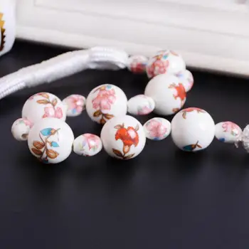 

2pcs/lot Chinese Flower Ceramic Beaded Curtain Holders Tieback Clips Hanging Ball Buckle Tie Back Straps Accessories Home Decor