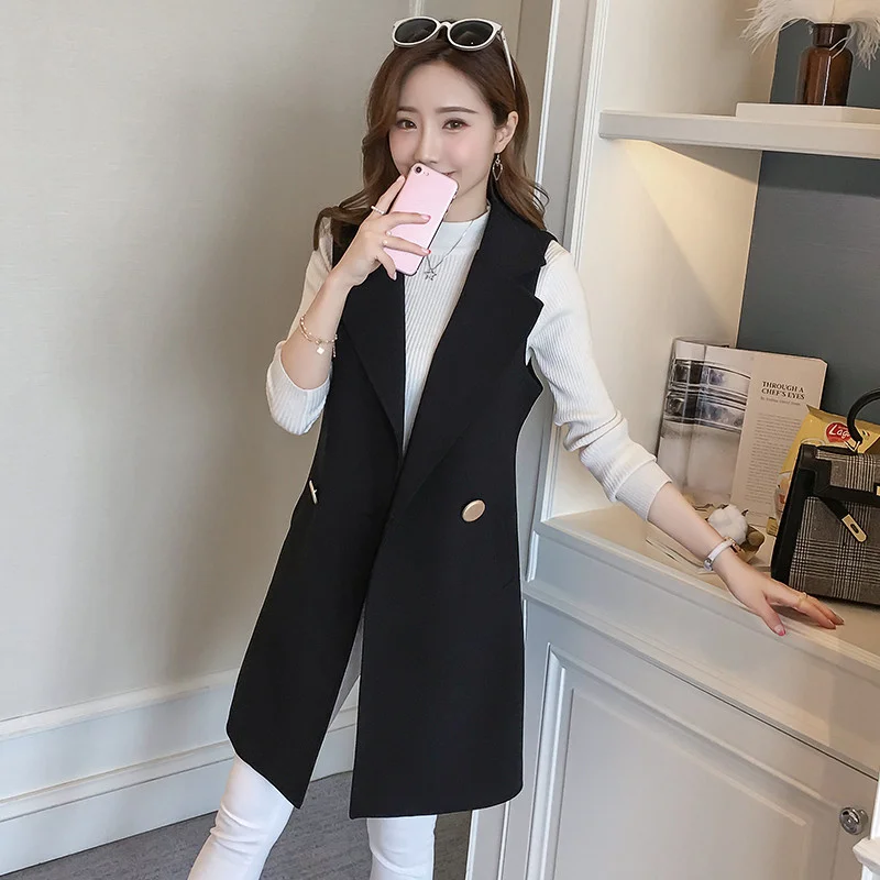 

spring Elegant Long Female Vest Women Waistcoat Summer Sleeveless Cardigan Coat Female Waistcoats Women Vest Outerwear RE2421