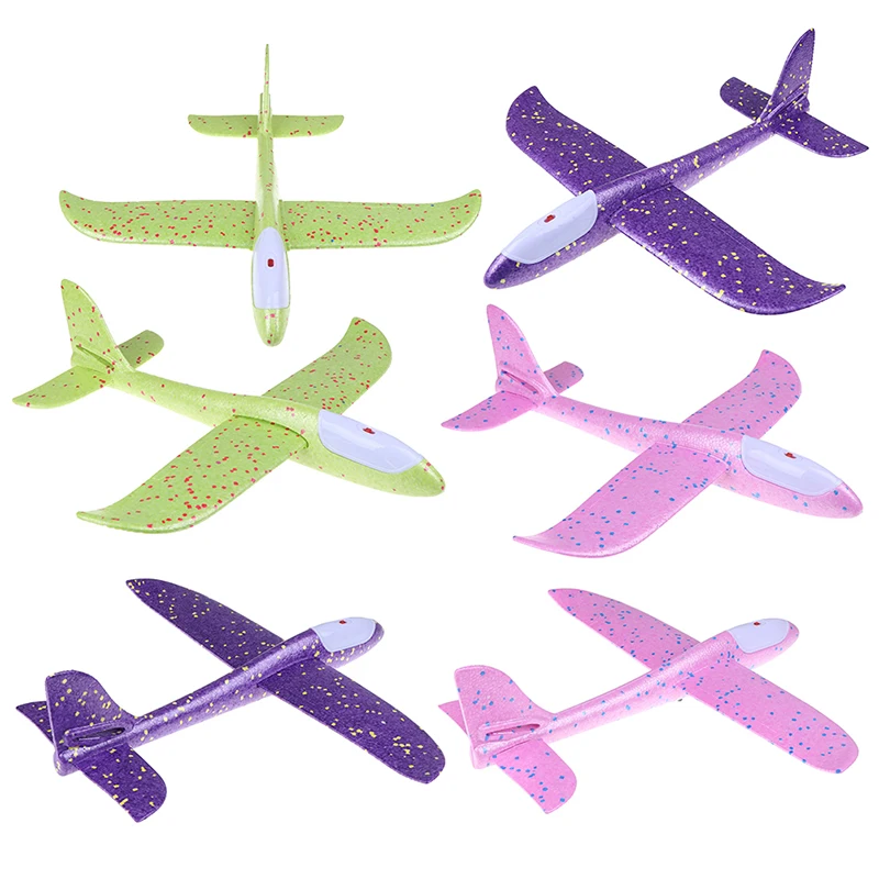 

Aircraft Hand Throw Flying Glider Foam Plane LED Light-up Luminous Toys for Children DIY Airplane Model Kids Boys Gift 48cm