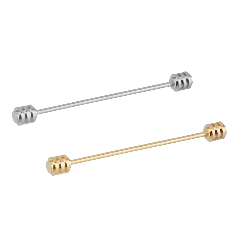 2 Pieces Barbell Pin Collar Lapel Tie Bar Mens Wedding Stick Clip Badge Mens Suit Jewelry