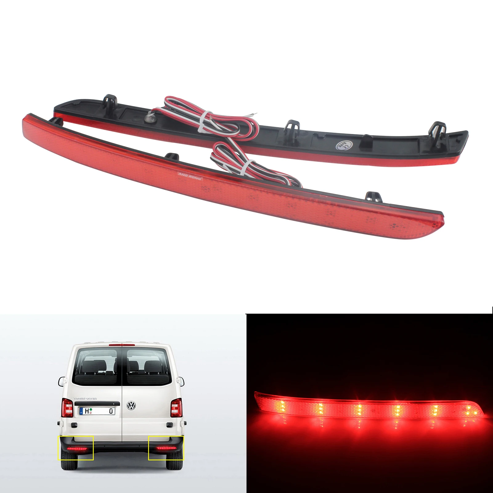 ANGRONG 2X LED reflektor tylnego zderzaka światło hamowania ANGRONG 2x czerwony reflektor tylnego zderzaka LED światło