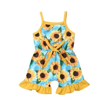 

1-6Y Toddler Kids Baby Girls Sunflower Rompers Clothes Sling Sleeveless Jumpsuit Outfit