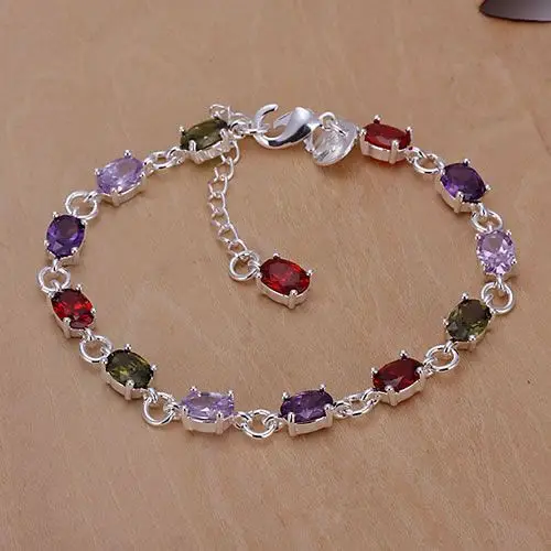 

H258 925 free shipping silver bracelet, 925 free shipping silver fashion jewelry Colored stone bracelet /bajajrqa awxajoea