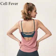 Майка для бега Топы Женская спортивная футболка с открытой спиной укороченный топ Йога, тренировки, Фитнес Без Рукавов сплошной жилет женская майка для тренировок свободная футболка