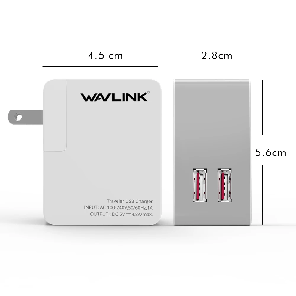 Wavlink 2/4 порт универсальный USB зарядное устройство адаптер 24 Вт 4.8A Портативный Путешествия интеллектуальное Сетевое зарядное устройство адаптер EU/US/UK/AU/сменный штекер