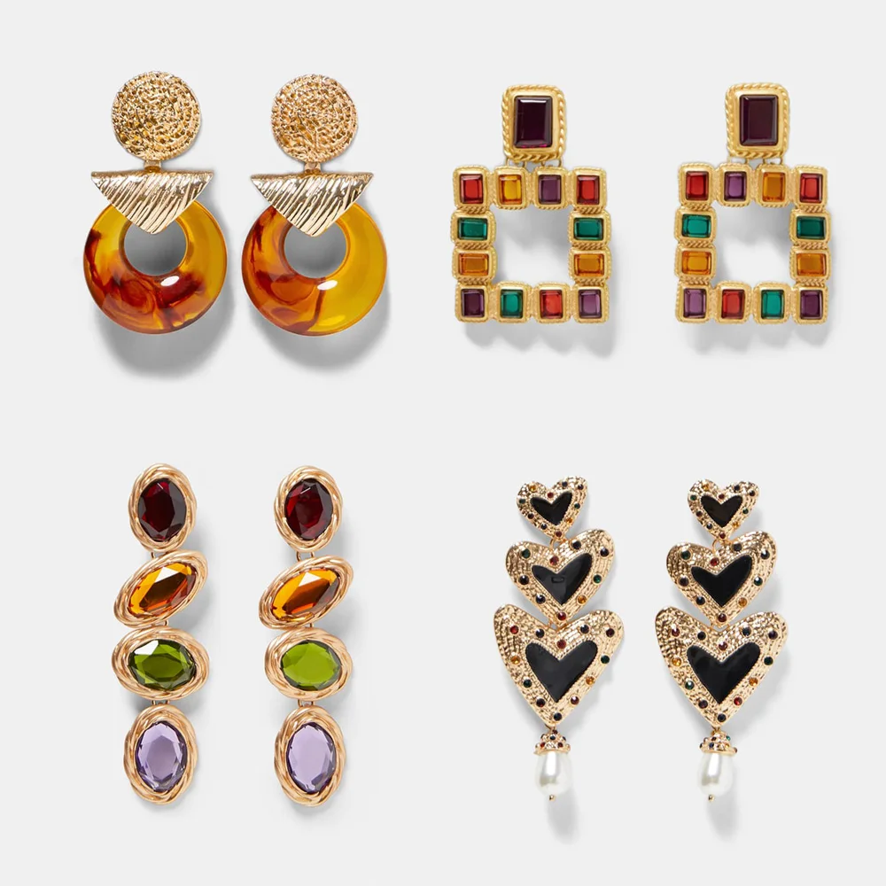 

Best lady ZA Multicolored Drop Dangle Earrings For Women Metal Geometric Statement Earring Wedding Party Christmas Gift Bohemian