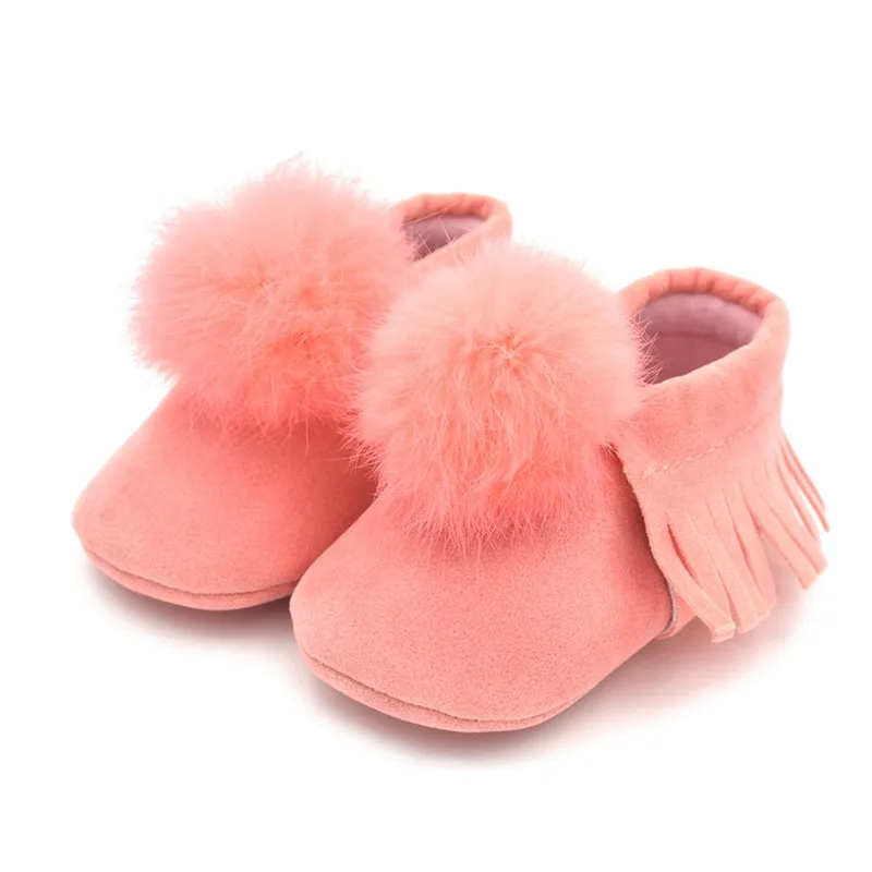COOTELILI Toddler Baby Girl Shoes Soft Bottom Baby Boots Real Fur Princess Shoes Infant New Born Baby Tassel Shoes For Girls (9)
