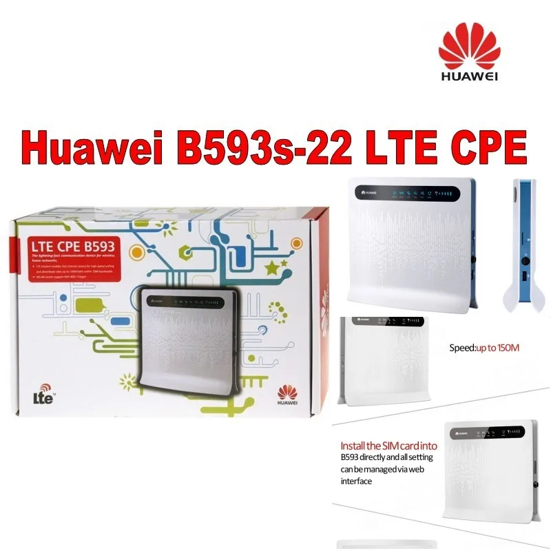 Huawei 150 Мбит/с B593s-22 LTE 4 г CAT 4 Wi-Fi роутера+ пара B593 внешнюю антенну