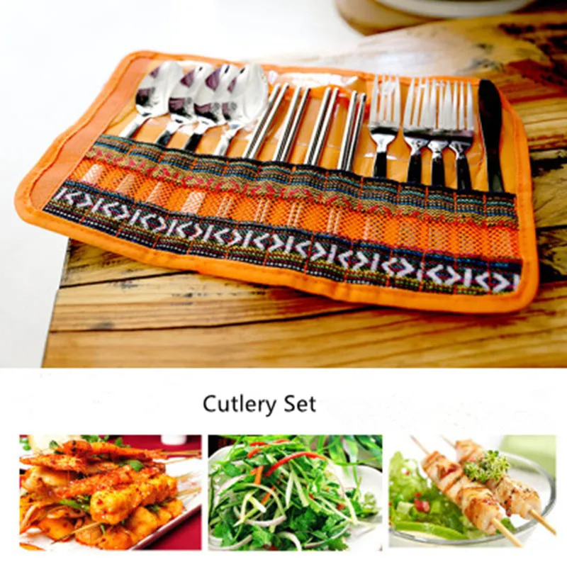 

Портативный набор столовых приборов из нержавеющей стали, десертная посуда, кофейная вилка, набор посуды, вилка, ложка, набор ножей