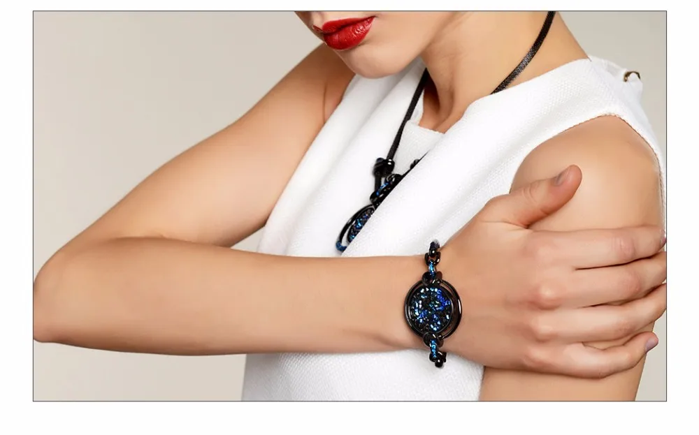 Viennois Роскошные ювелирные изделия Синие браслеты для женщин с кристаллами Swarovski от Круглые браслеты& браслеты