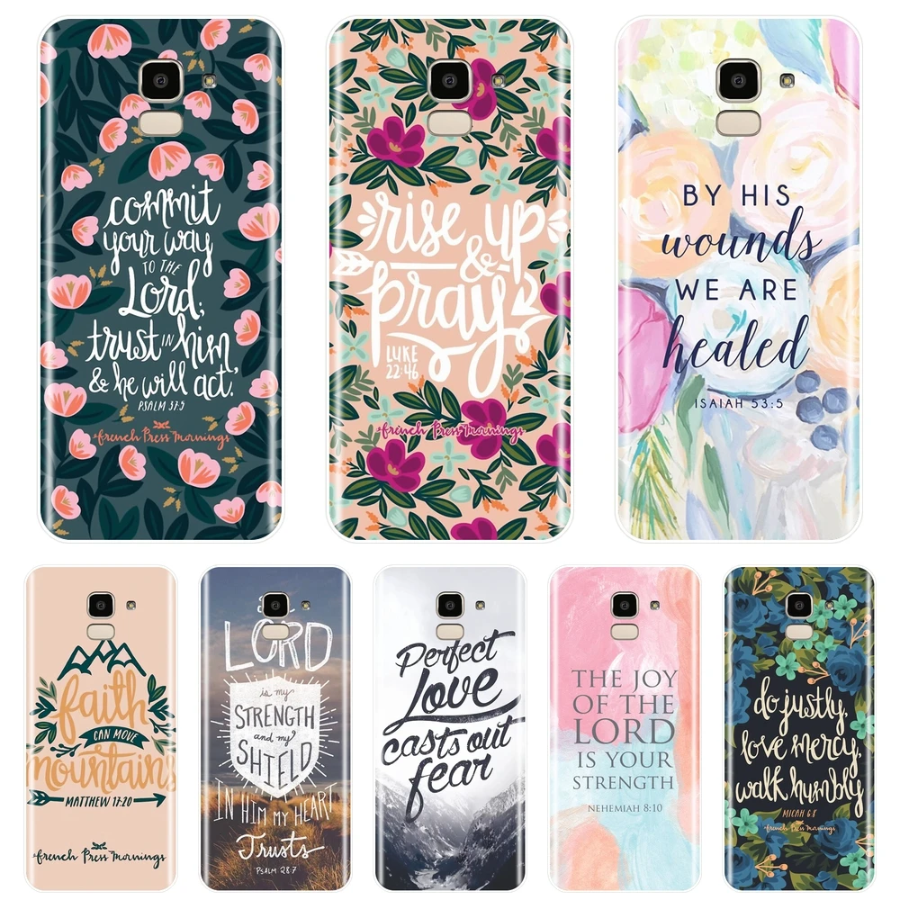 

TPU Soft Back Cover For Samsung Galaxy J2 J5 J7 Prime J3 J5 J7 2015 2016 2017 J4 J6 J8 Plus 2018 Bible Verse Phone Case Silicone