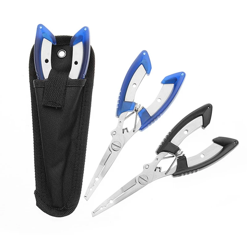 Stainless Steel Fishing Pliers Split Ring Cutters Fishing Holder Tackle Sheath & Retractable Tether Combo Hooks Remover jooyoo