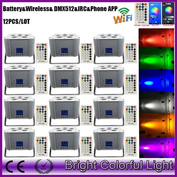 

RGBWAUV battery powered Wifi APP wireless dmx led lights / 6 in 1 LED Battery Powered Wireless DMX Uplighting With IRC 12XLOT
